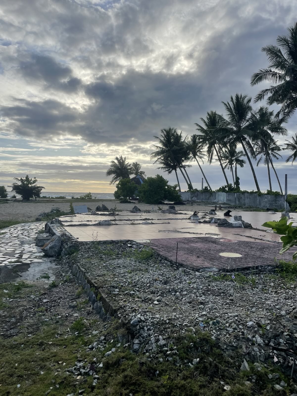 "Am Grundstück, das von einigen Palmen umgeben ist, ist nur noch das Fundament samt einiger verfliester Boden übrig geblieben."